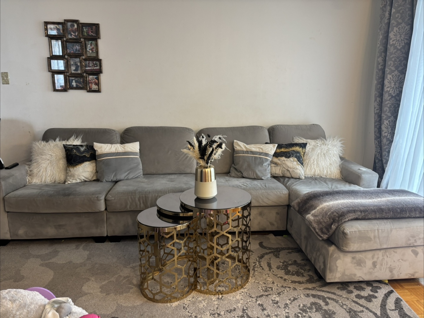 Grey L-Shaped Sectional Sofa - photo 5