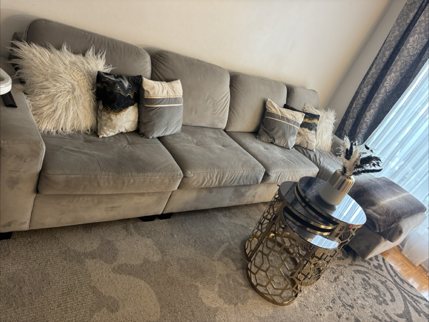 Grey L-Shaped Sectional Sofa - photo 4