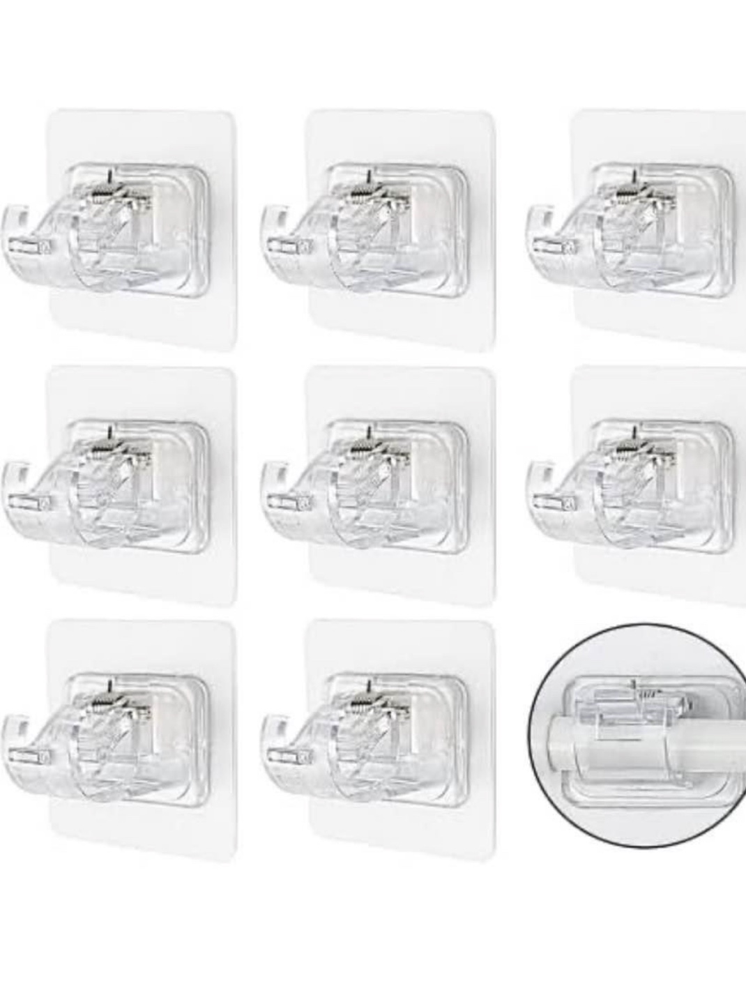 9 Pack Clear Adhesive Shower Curtain Hooks