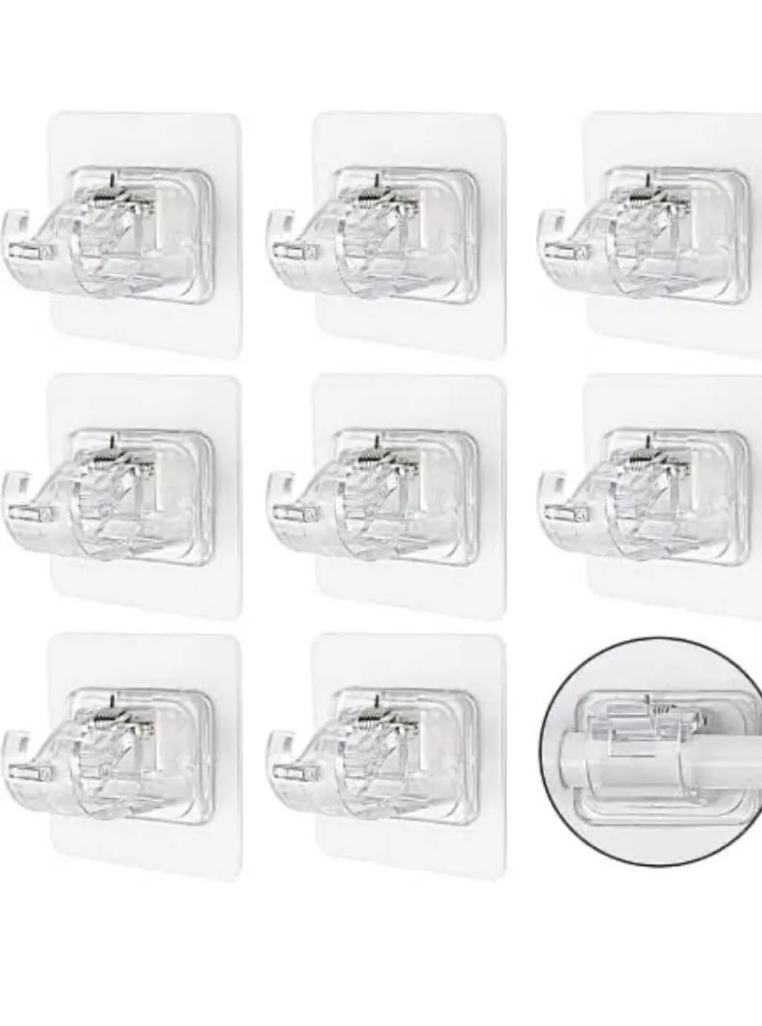 9 Pack Clear Adhesive Shower Curtain Hooks thumbnail