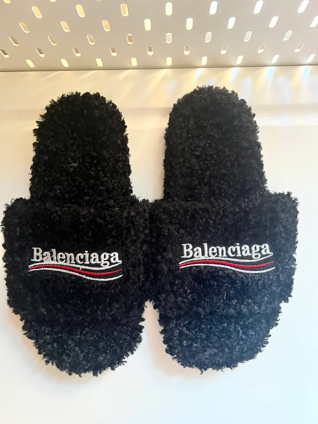 Balenciaga Black Fur Slides Size 43 thumbnail