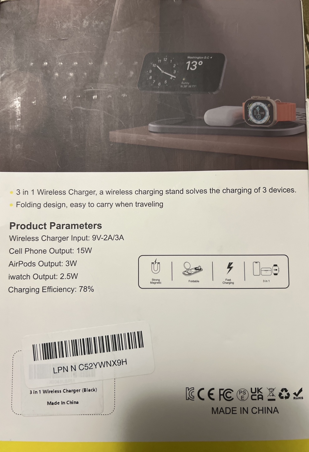 3-in-1 Wireless Charging Station - Magnetic Foldable Stand - photo 2