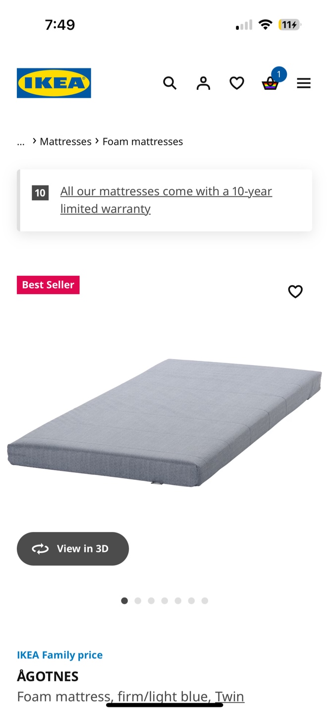 IKEA ÅGOTNES Twin Foam Mattress - Light Blue - photo 3