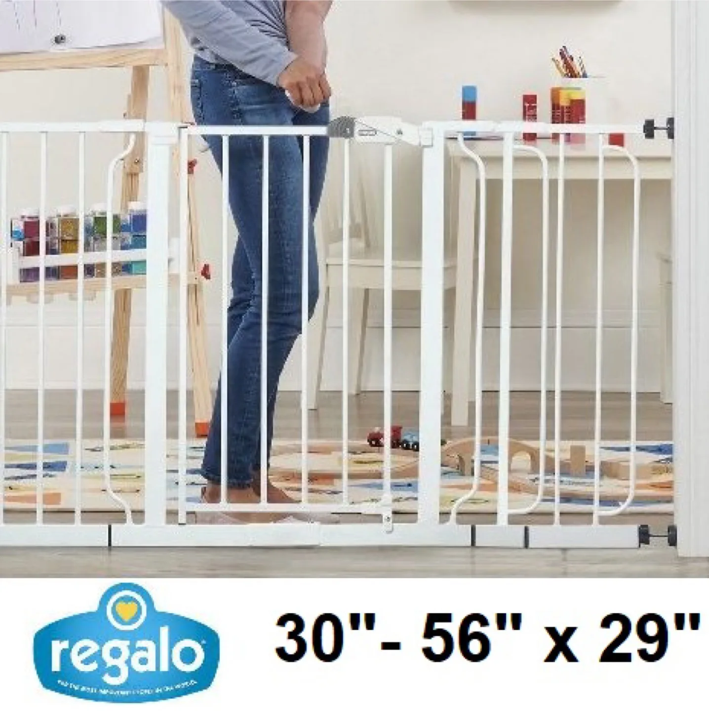 NEW REGALO SAFETY GATE / BABY GATE - 30" TO 56" X 29" - WHITE thumbnail