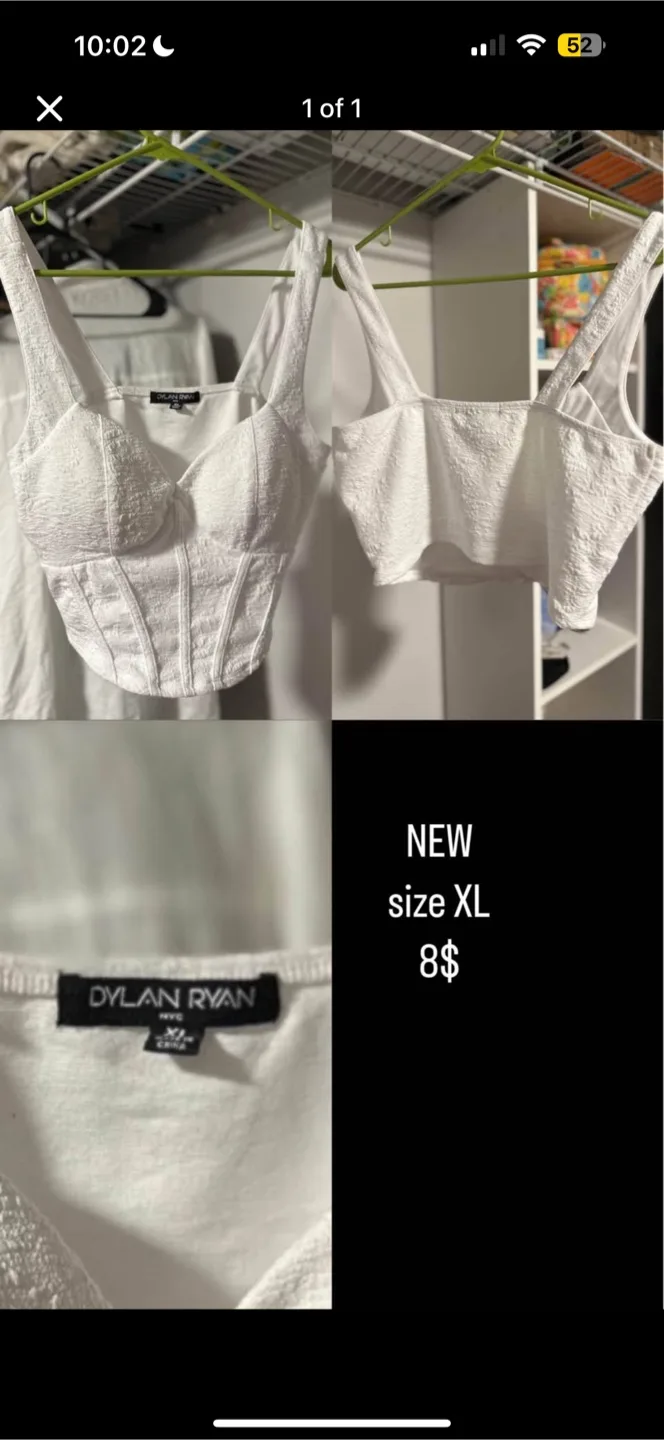 White Crop Top- Size XL thumbnail