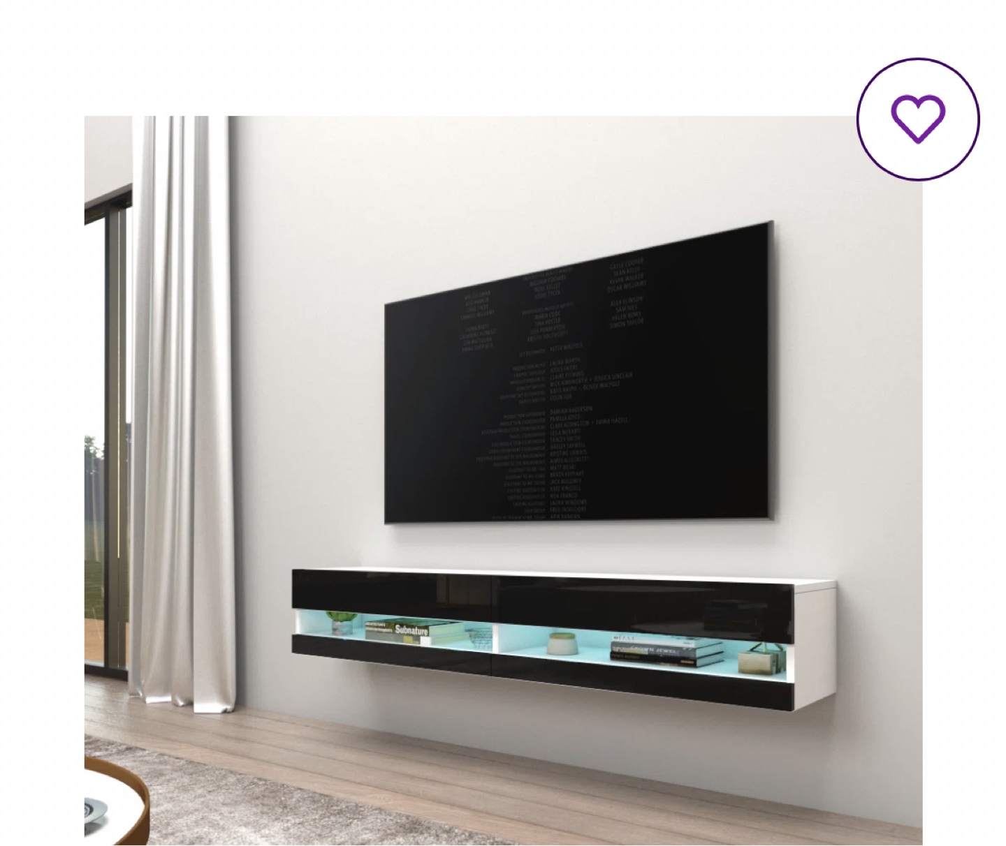 Modern Wall Mounted TV Stand - Black and White