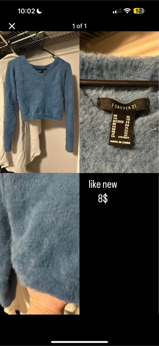 Forever 21 Blue Fuzzy Sweater - Size XL thumbnail