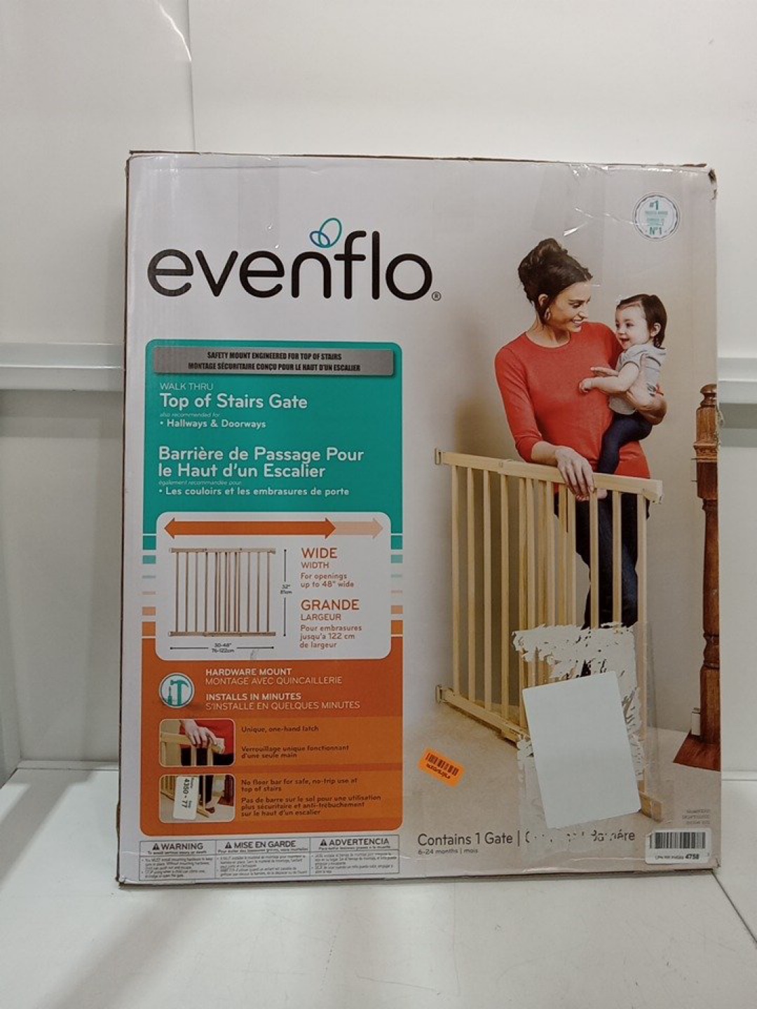 NEW EVENFLO WALK-THRU TOP OF STAIRS EXTRA WIDE BABY AND PET GATE - photo 3