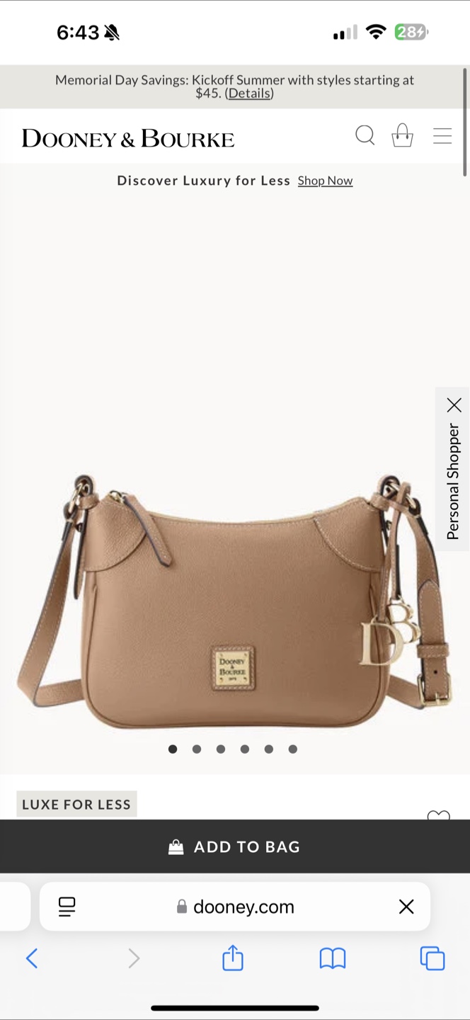 Dooney & Bourke Crossbody Shoulder Bag Purse - Taupe
