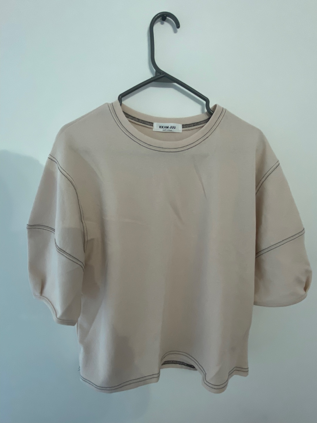 Balloon sleeve t-shirt in peach Size S/M