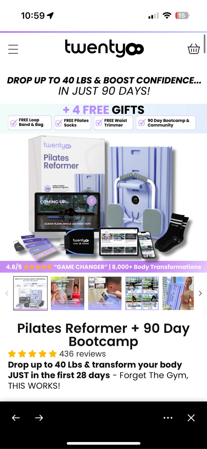 New Pilates Reformer + Cable Attachment Handles for Feet + Gifts