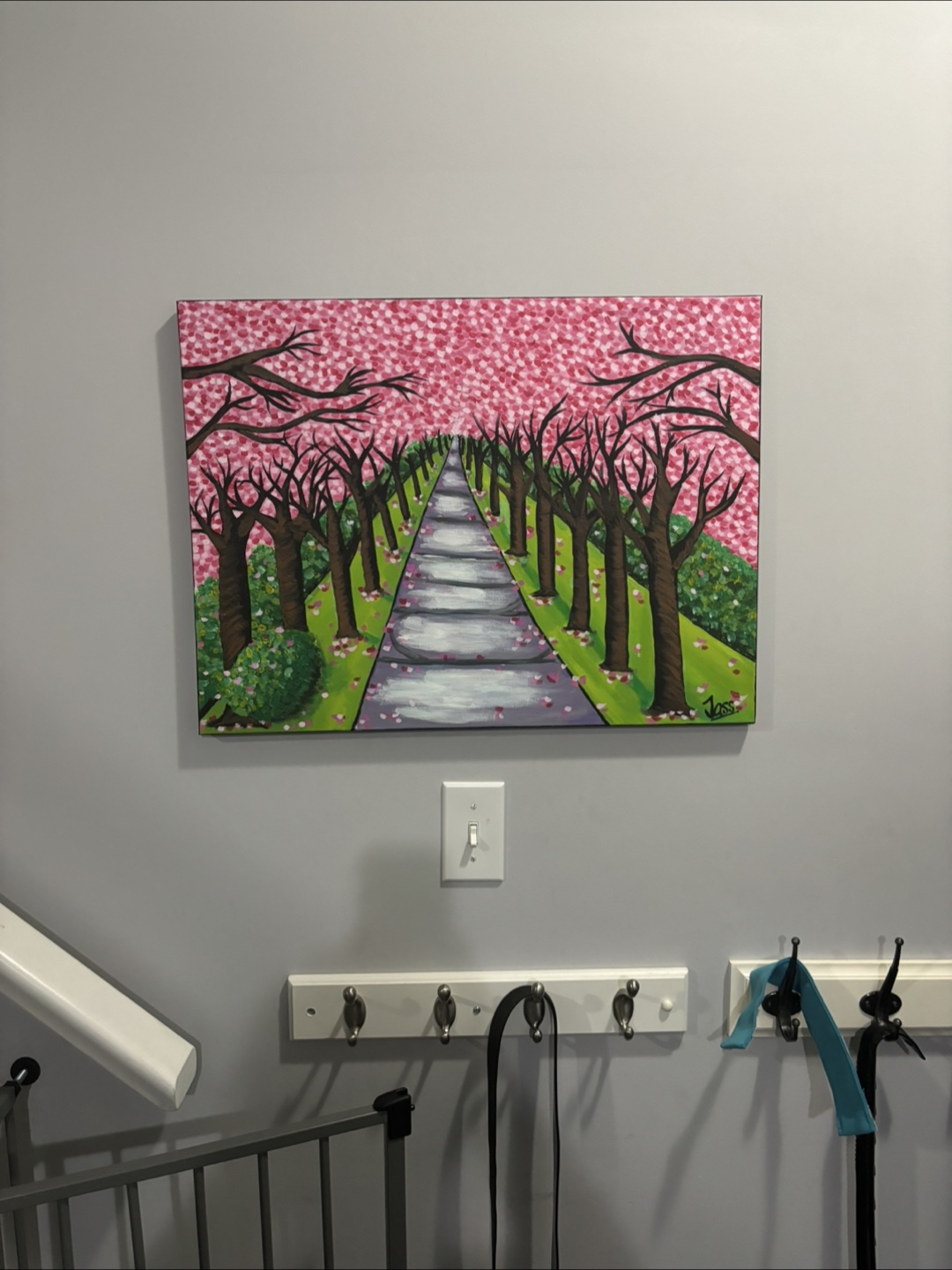 Original Cherry Blossom Pathway Painting - photo 3
