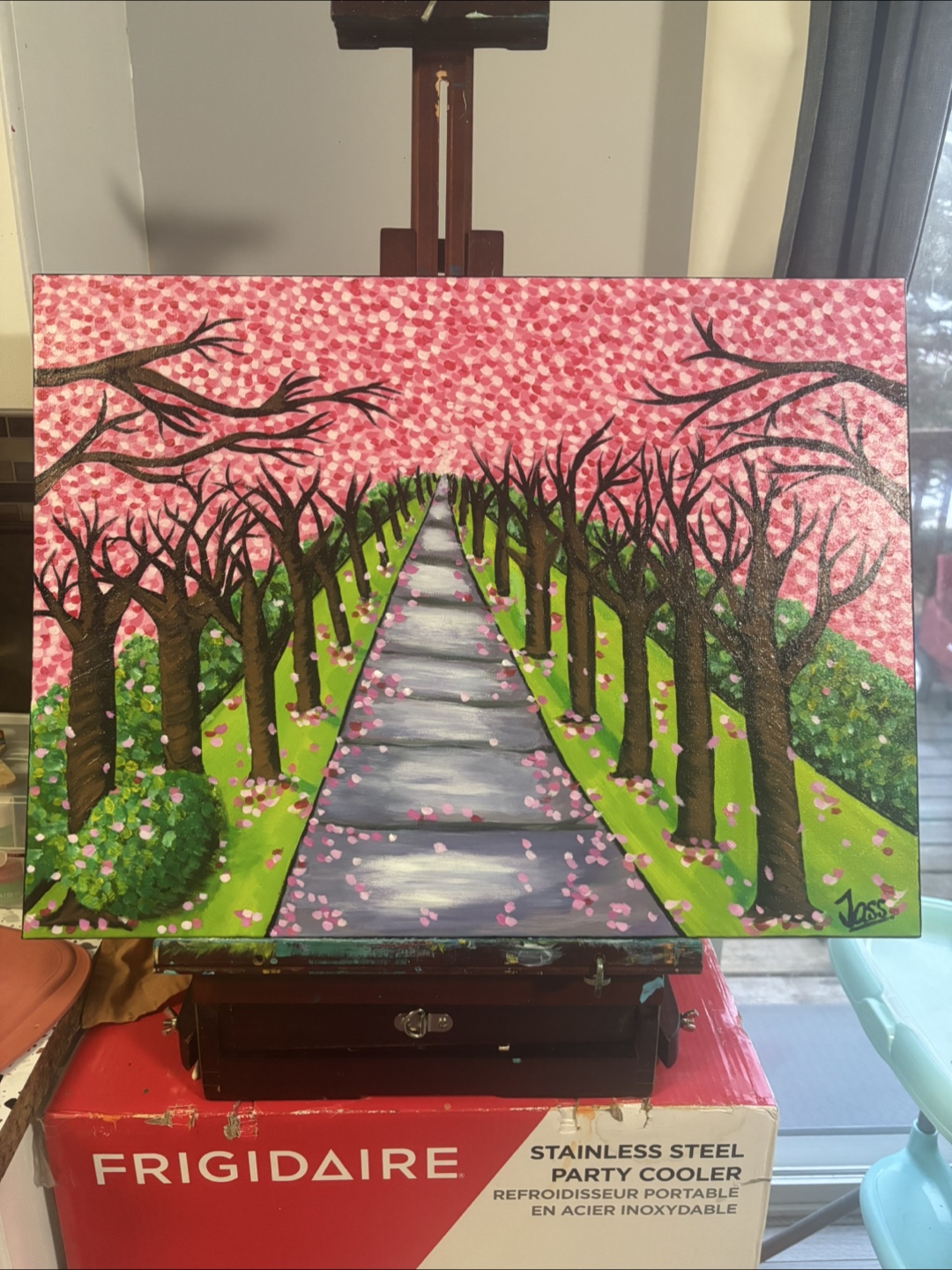 Original Cherry Blossom Pathway Painting - photo 2
