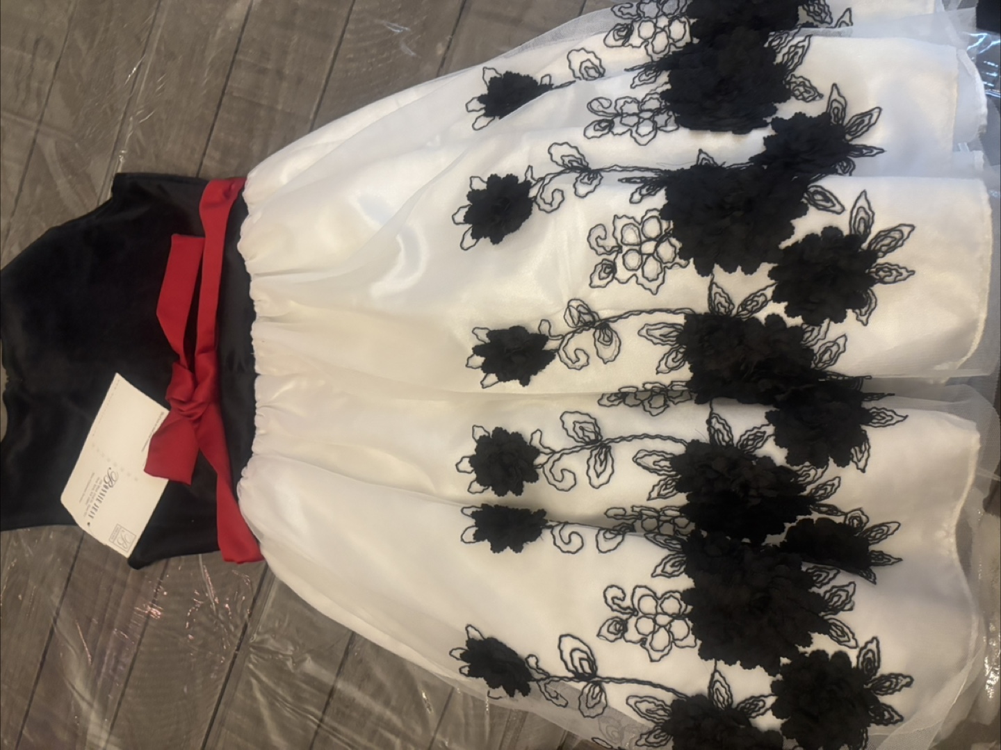 Girls' Black and White Flower Girl Dress - photo 2