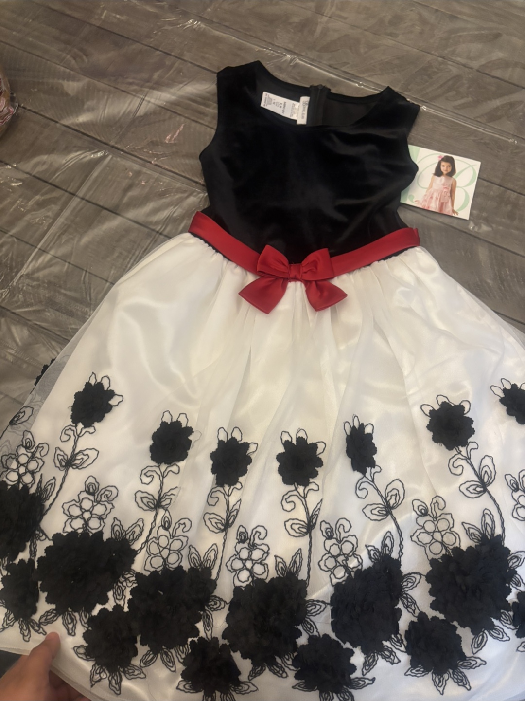 Girls' Black and White Flower Girl Dress