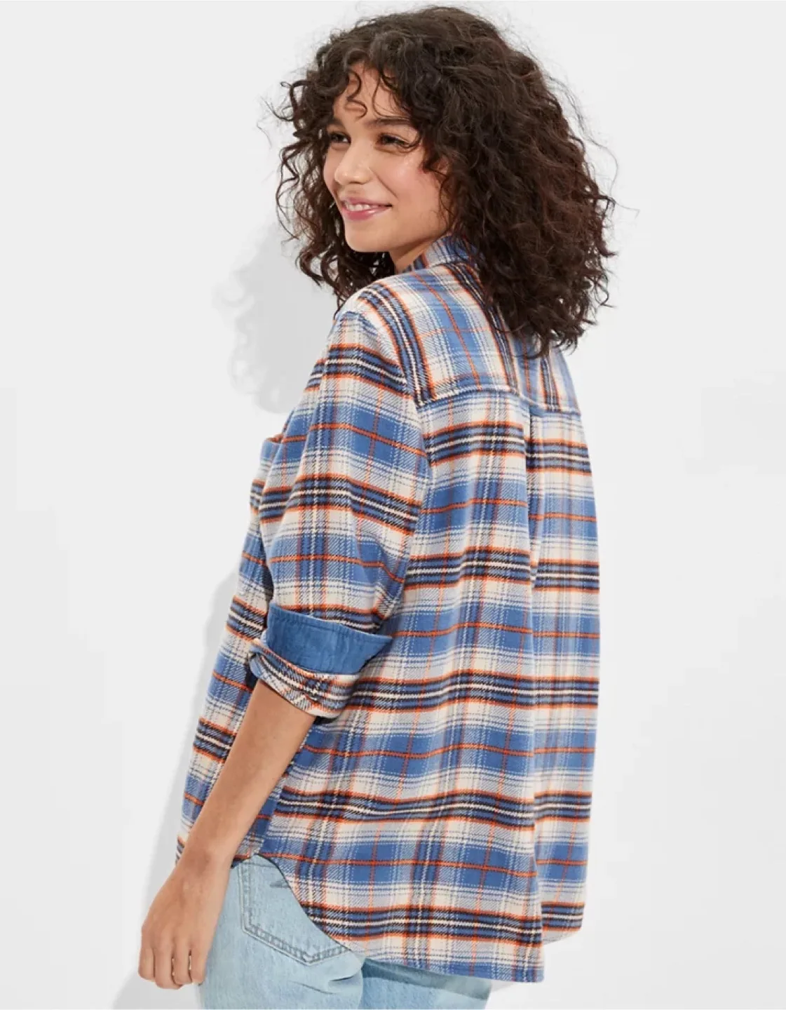 American Eagle Oversized plaid cotton Button-Up Shirt size xs/s image indicator(3)