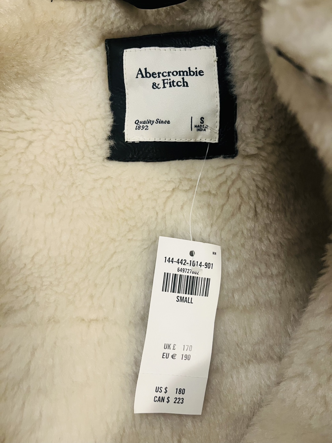 Brand new A&F leather Aviator Jacket - Size Small - photo 3