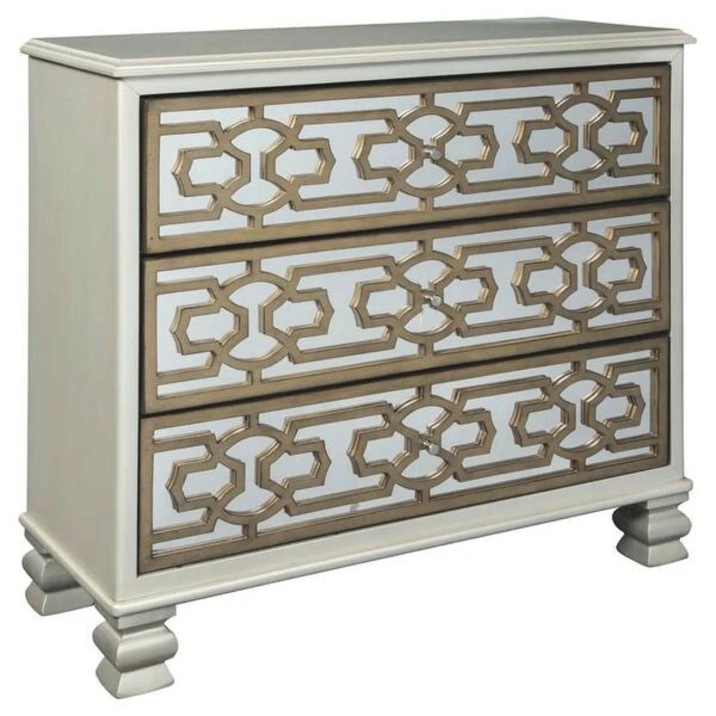 Elegant Mirrored Three-Drawer Chest image indicator(2)