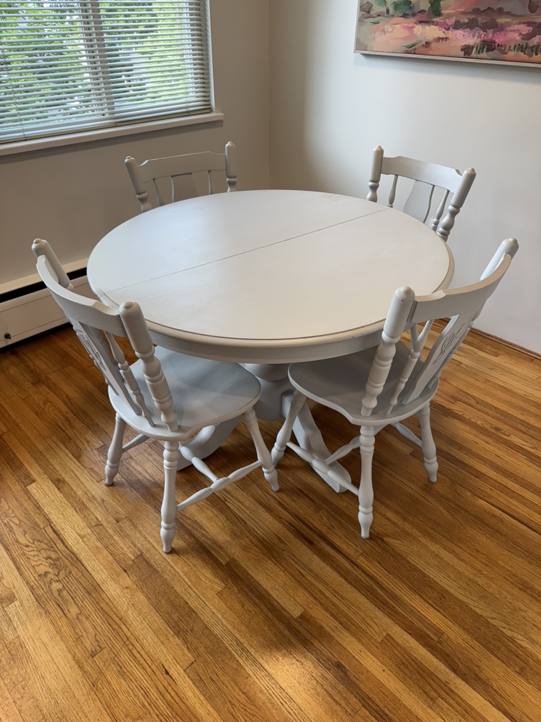 Painted Round Drop Leaf Dining Table and Four Chairs