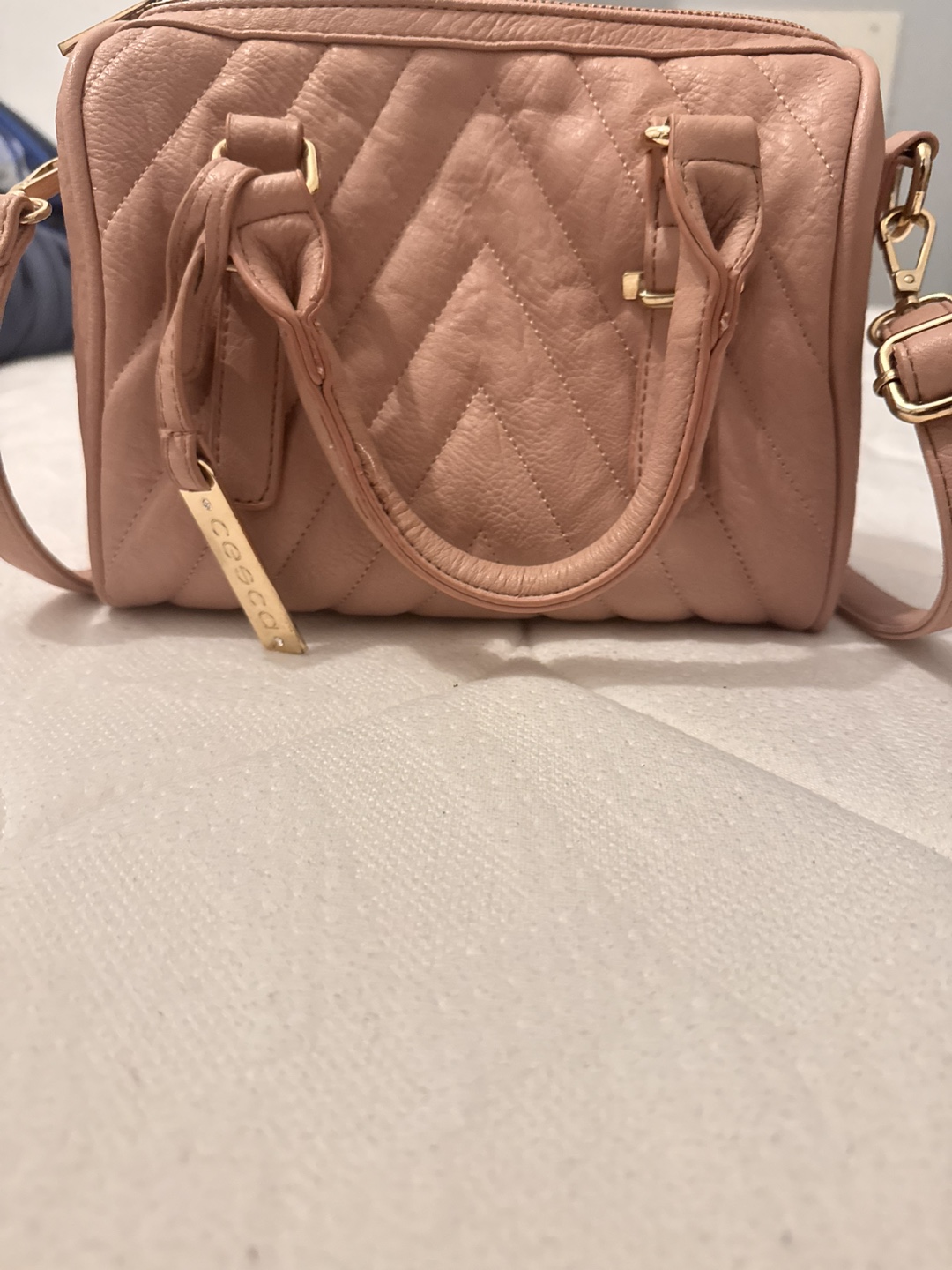 Cocoa blush pink quilted satchel handbag