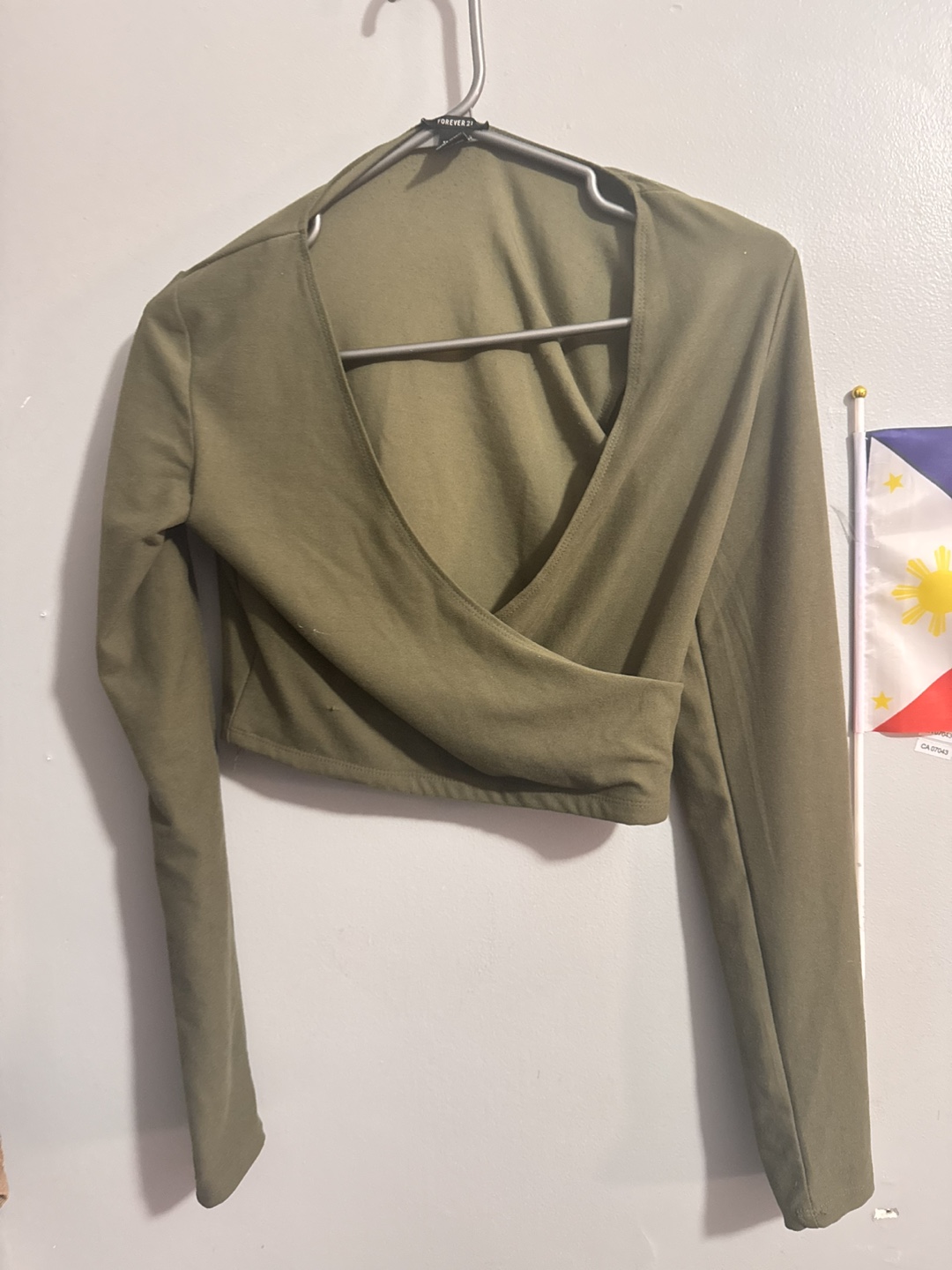 Forever 21 Olive Green Wrap Crop Top