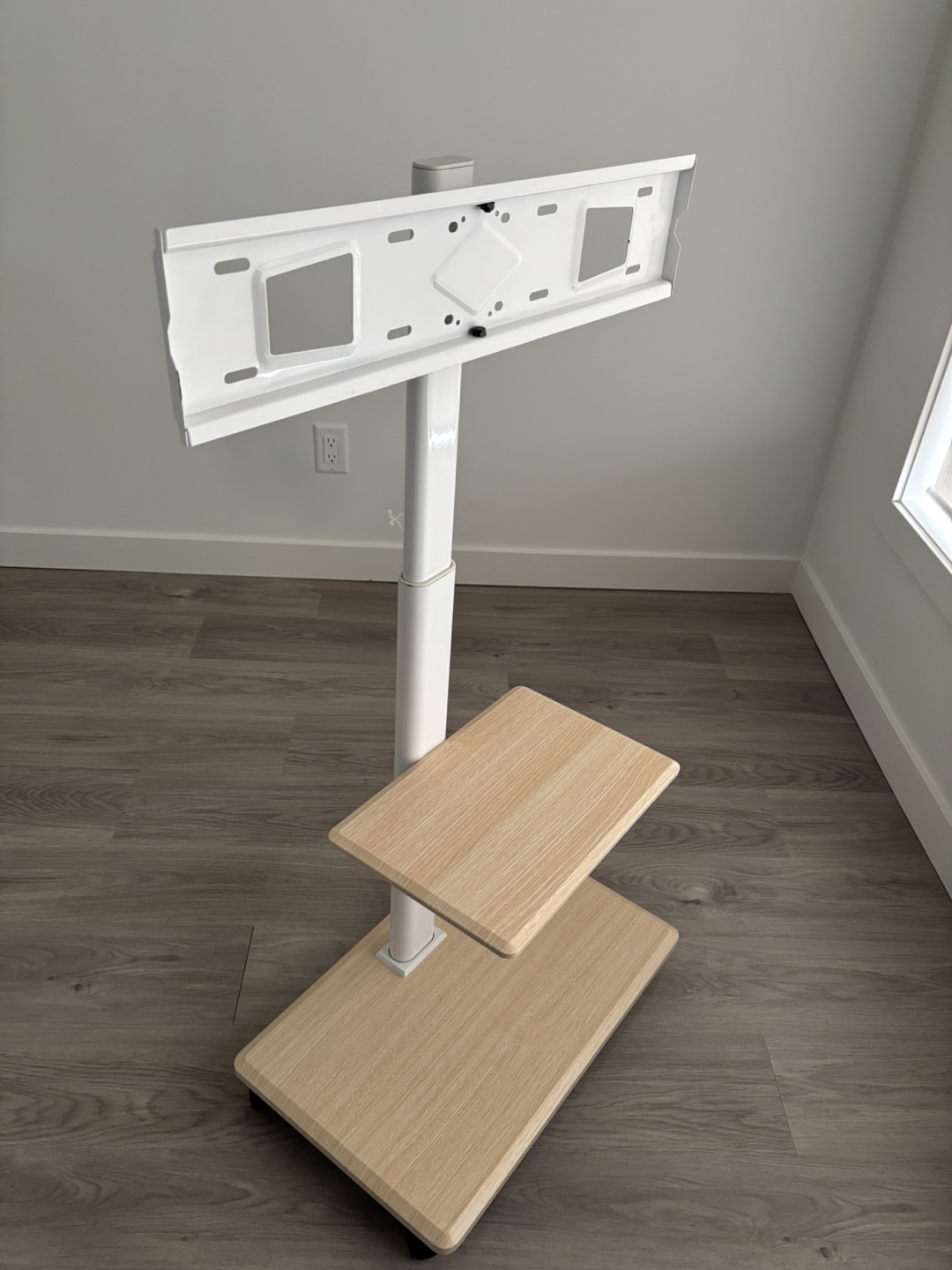 TV Stand with Mount - White and Light Wood - photo 2