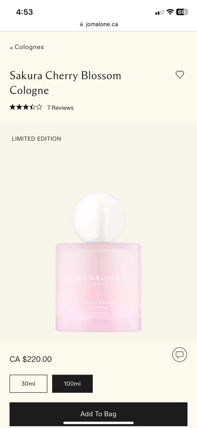 Jo Malone London Sakura Cherry Blossom Cologne 100ml image indicator(2)