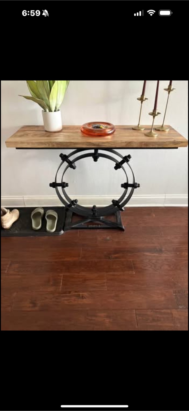 Industrial Console Table with Wooden Top