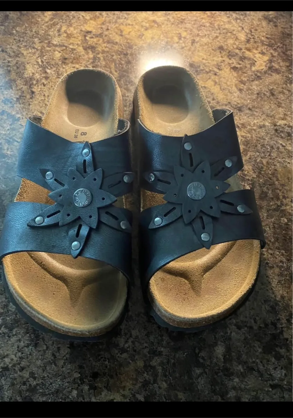 Betula Women's Black Leather Slides Size 8 thumbnail