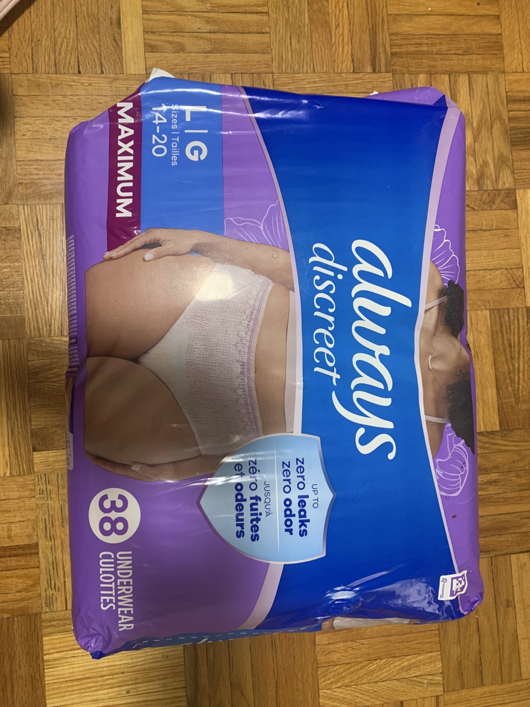 Always Discreet  Postpartum underwear , Size Large