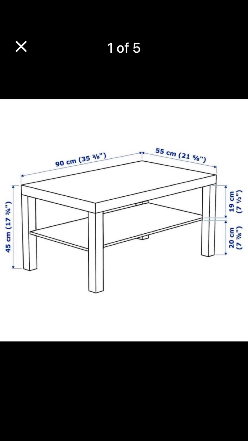 IKEA Black Coffee Table with Shelf - photo 3