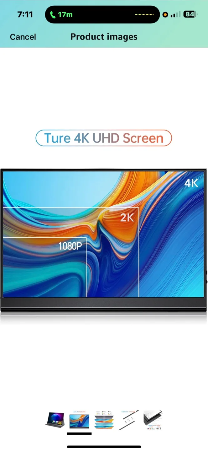 VILVA 15.6" 4K Portable Monitor - Ultra HD IPS Screen image indicator(4)