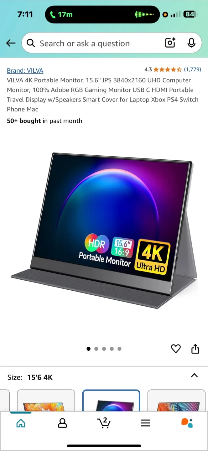 VILVA 15.6" 4K Portable Monitor - Ultra HD IPS Screen image indicator(5)