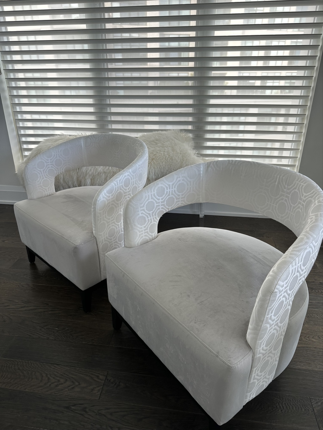 Pair of Modern Grey & White Accent Chairs