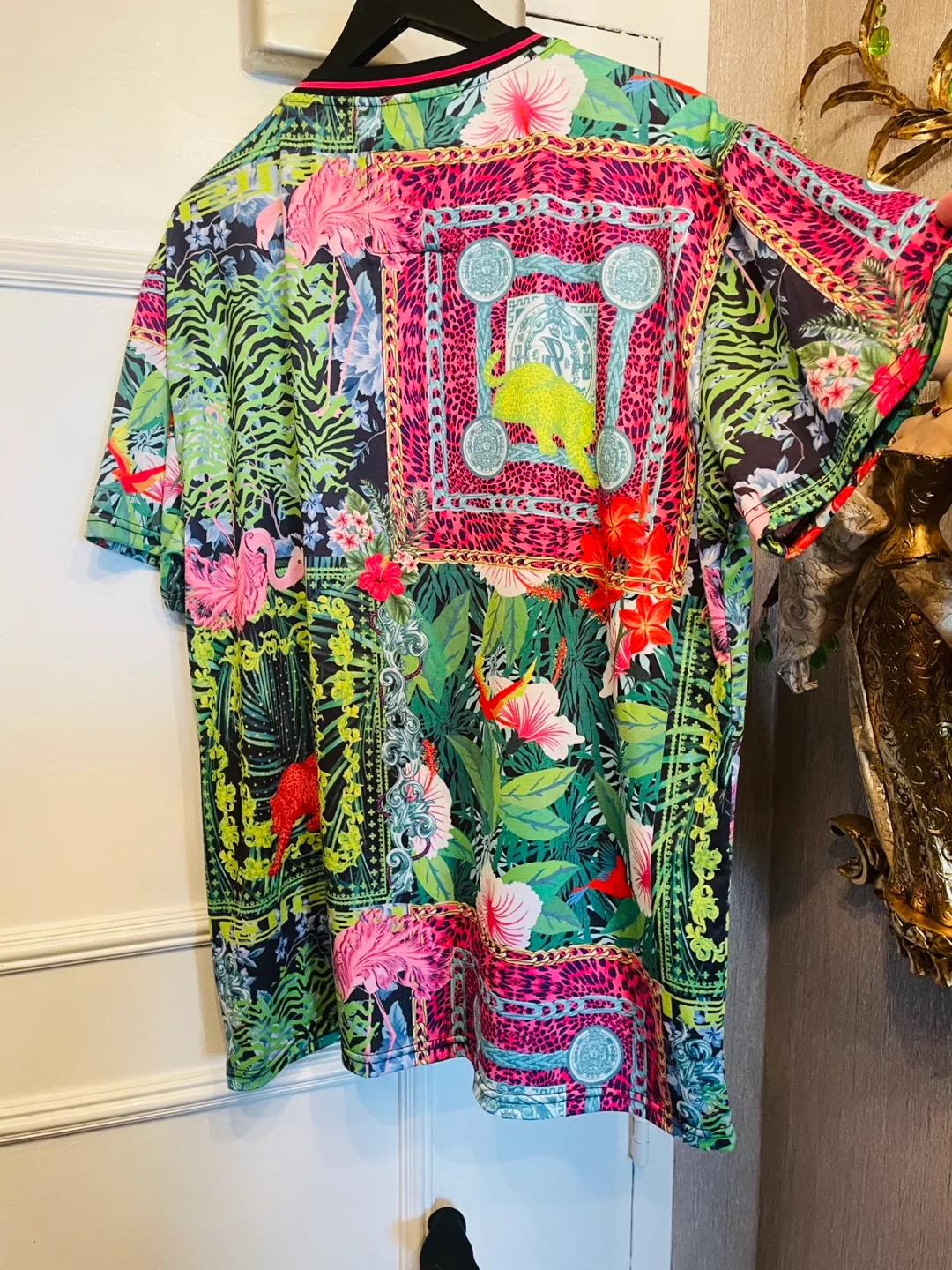 REASON Men's XL Tropical Print Polo Shirt image indicator(2)