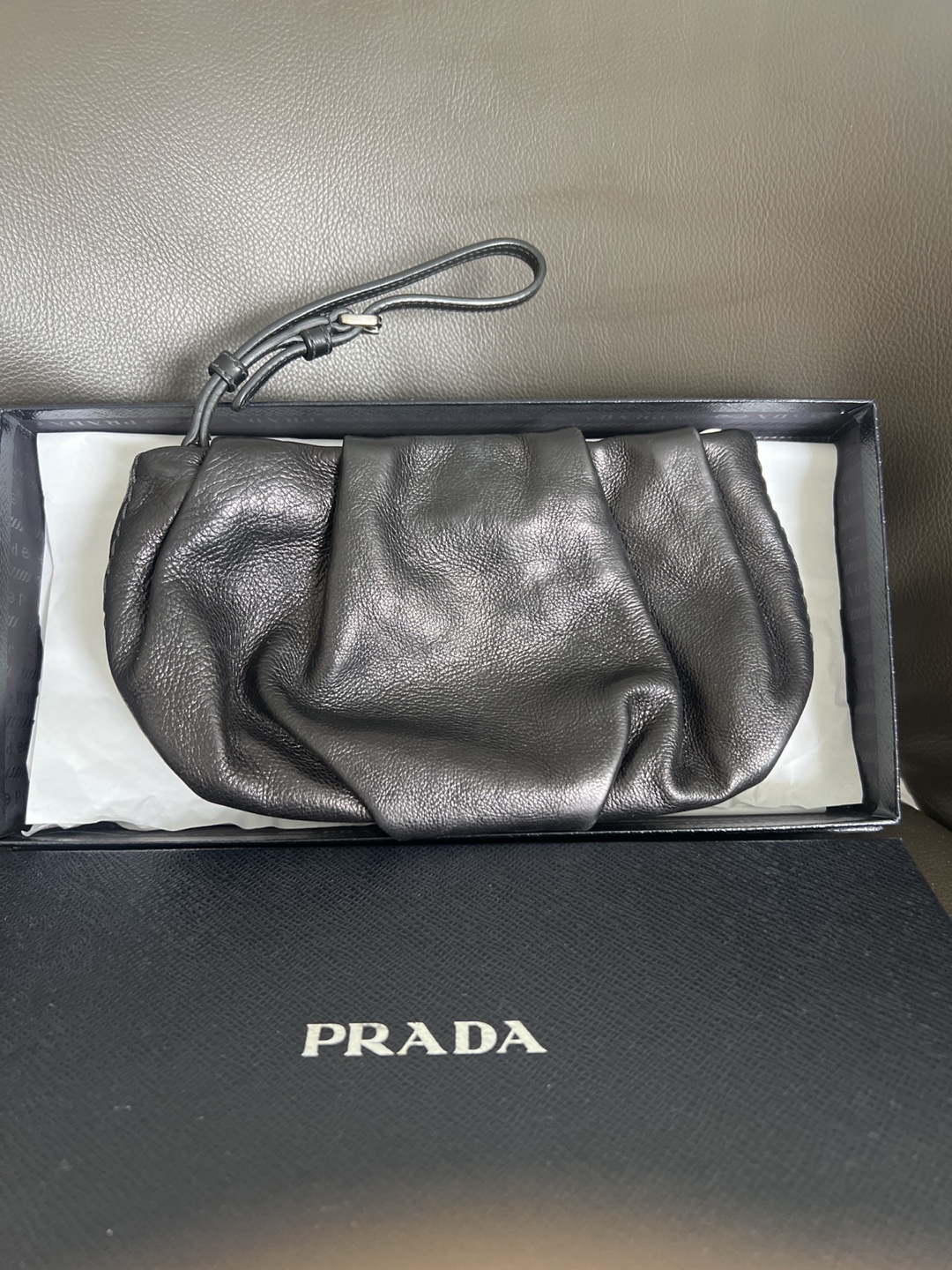 Prada Black Leather Clutch