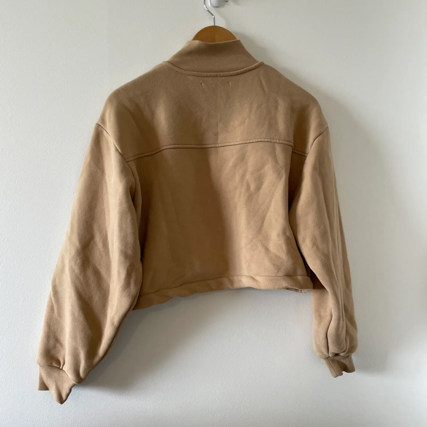Oak + Fort Beige Cropped Half-Zip Sweatshirt image indicator(4)