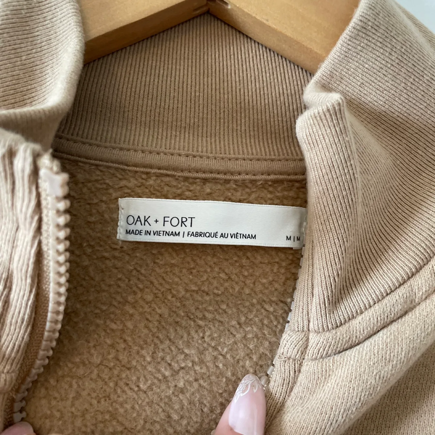 Oak + Fort Beige Cropped Half-Zip Sweatshirt image indicator(3)