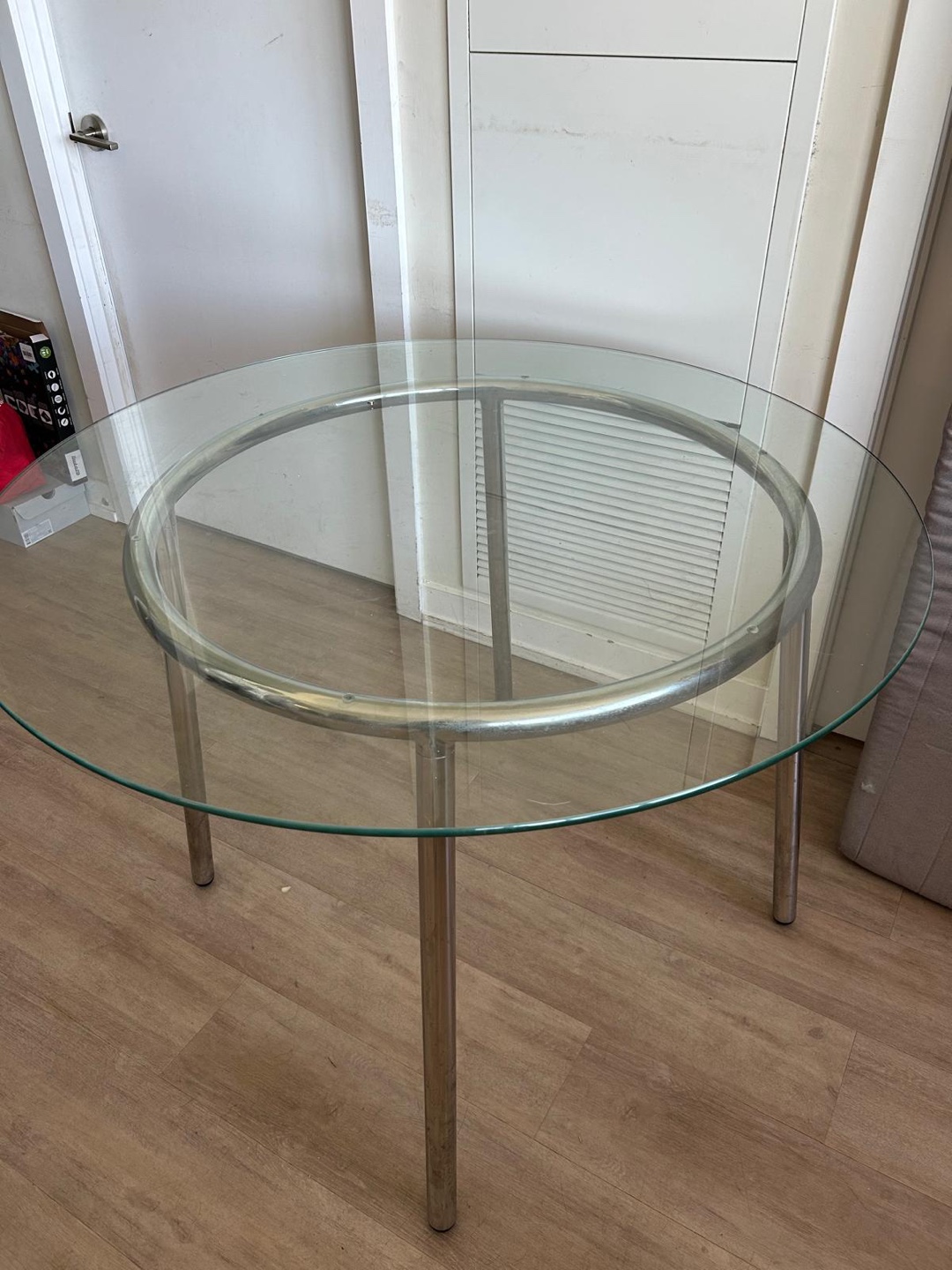 Glass and Chrome Round Dining Table