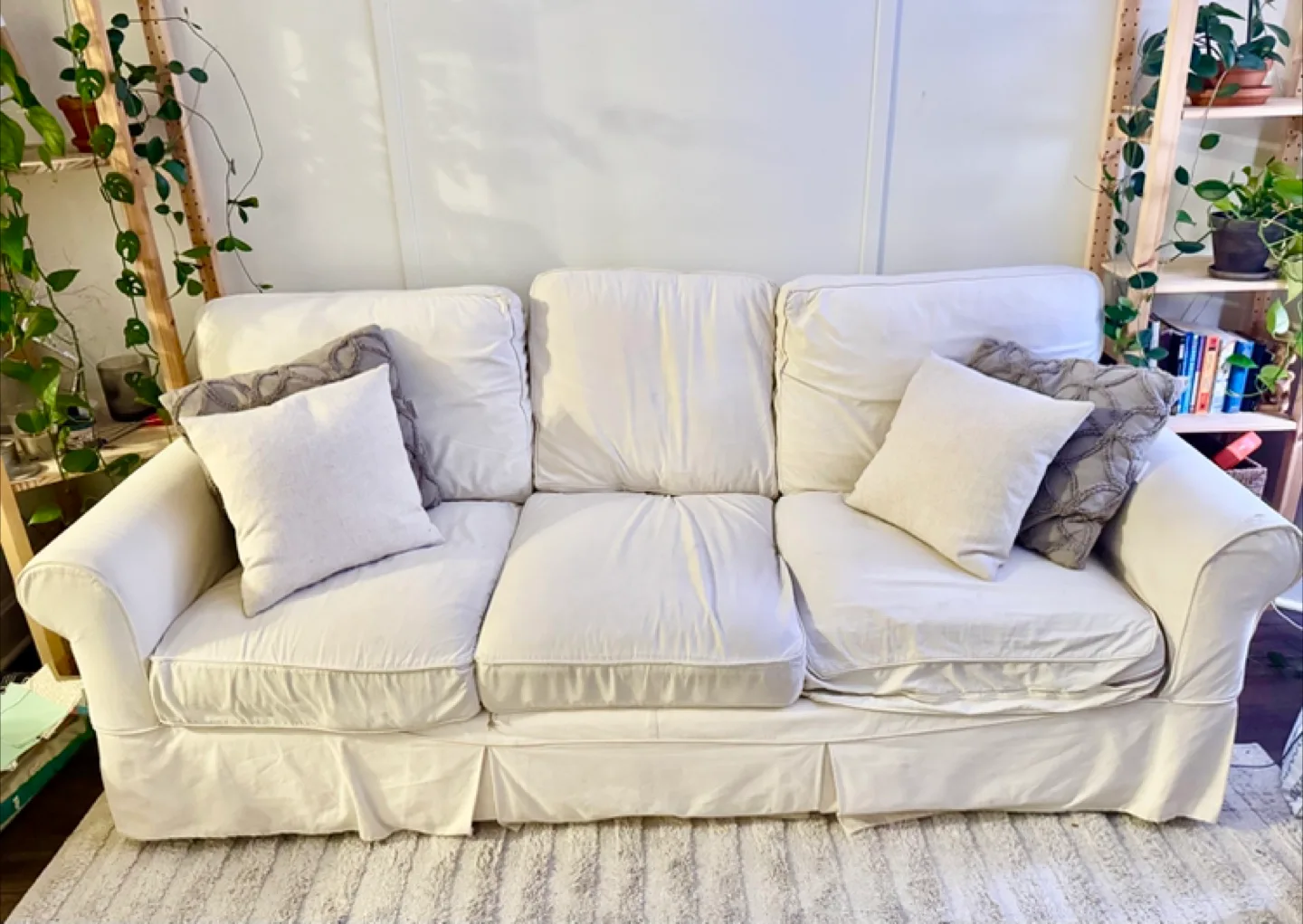 Plush white couch - Baldwin Slip Covered Sofa 89”