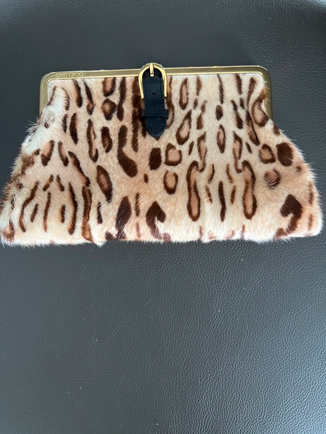 Jimmy Choo Leopard Print Fur Clutch thumbnail