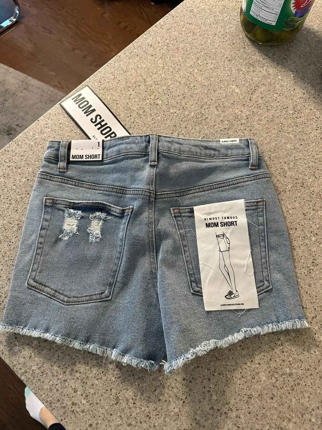 Almost Famous Mom Shorts - Light Wash Distressed Denim image indicator(2)
