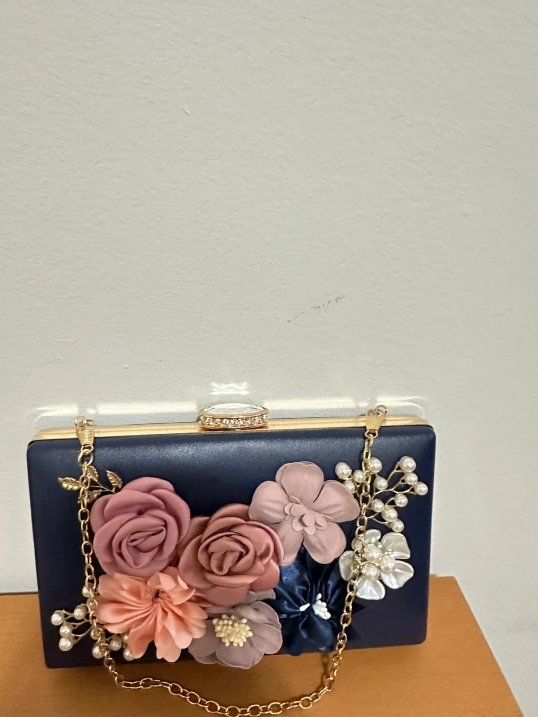 Navy Blue Floral Evening Clutch image indicator(2)
