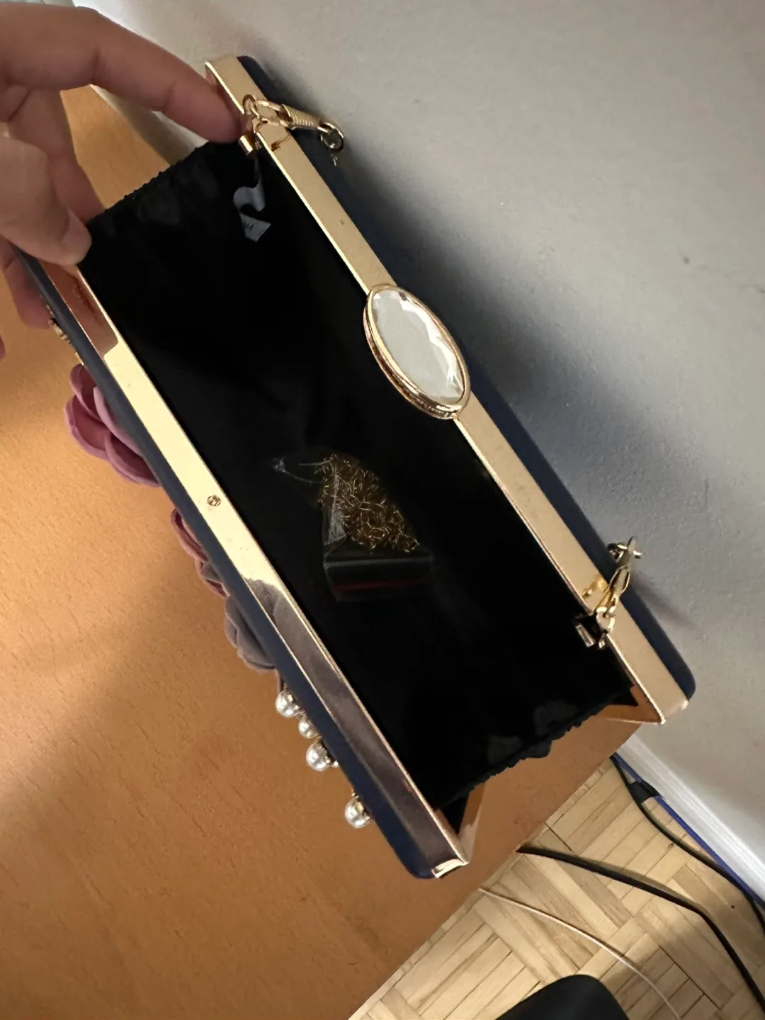 Navy Blue Floral Evening Clutch image indicator(5)