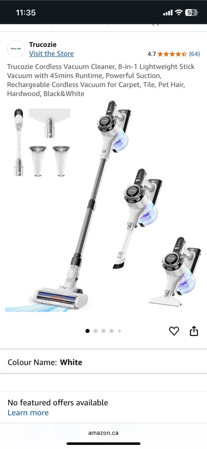 Trucozy Cordless Vacuum Cleaner - T350 - White thumbnail