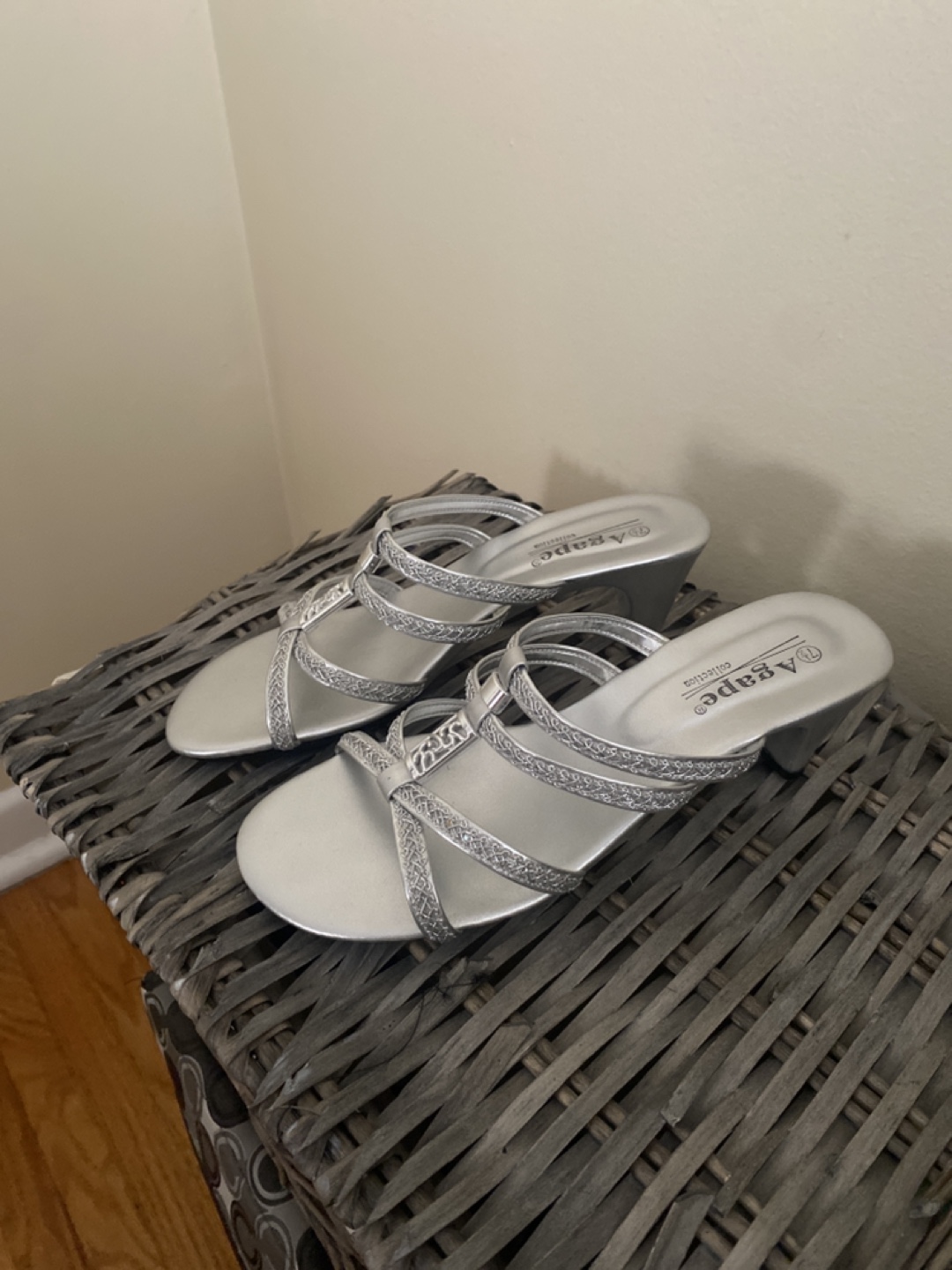Silver sparkly heeled sandals - photo 2