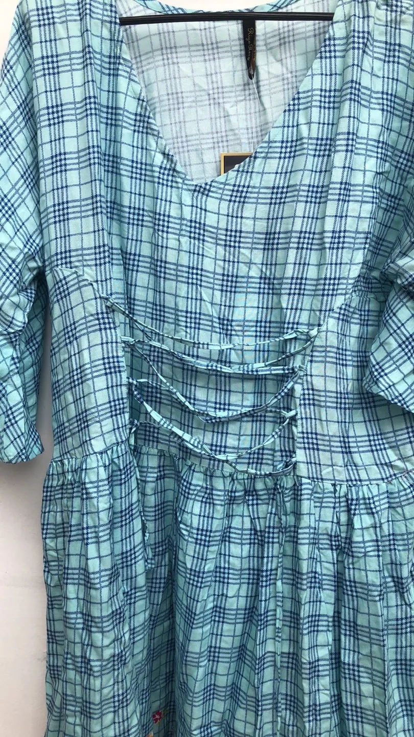 Moving Out Sale  ⚠️ ‼️ Blue  Checked Dress with Floral Detail image indicator(7)