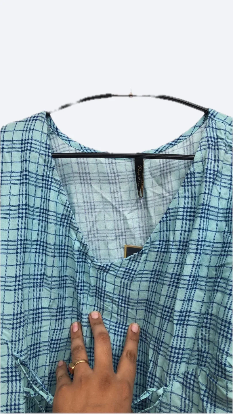 Moving Out Sale  ⚠️ ‼️ Blue  Checked Dress with Floral Detail image indicator(3)