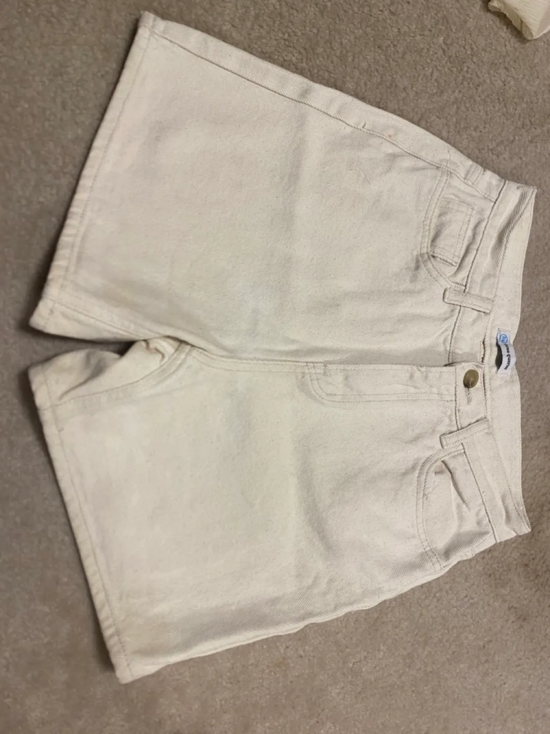 Cream-coloured denim shorts thumbnail