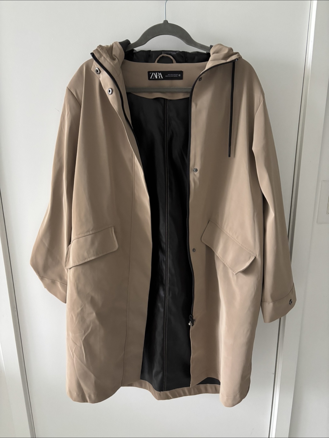 Zara Beige Hooded rain Jacket